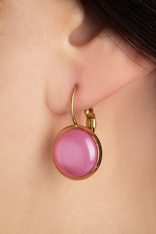 Urban Hippies Goldplated Dot oorbellen in kauwgomroze