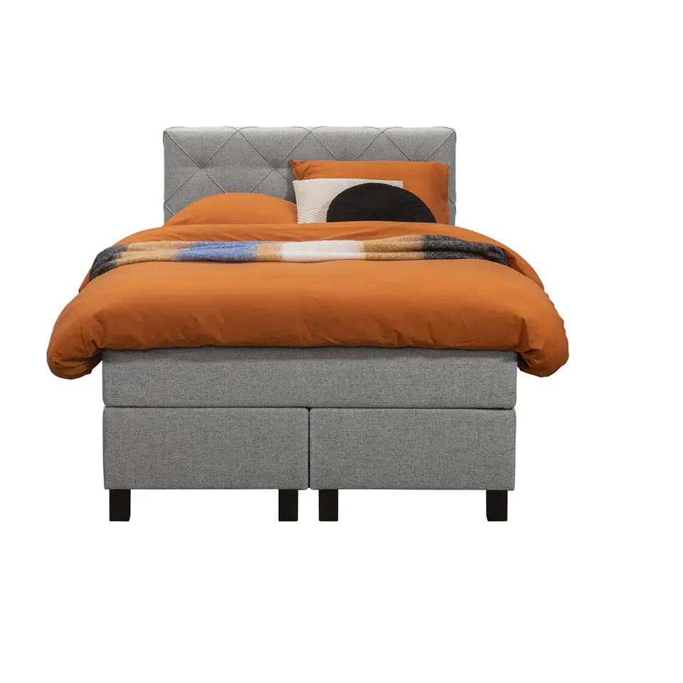 Boxspring Liv geruit - lichtgrijs - 120x200 cm - vierkante poot