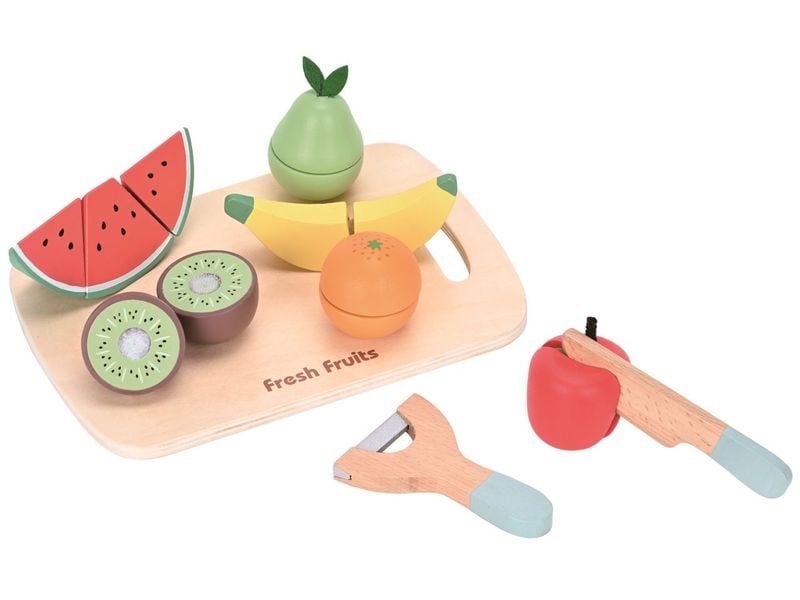 Spielba Holzspielwaren Früchte-Set zum Schneiden Zubehör für Kaufladen und Küchen