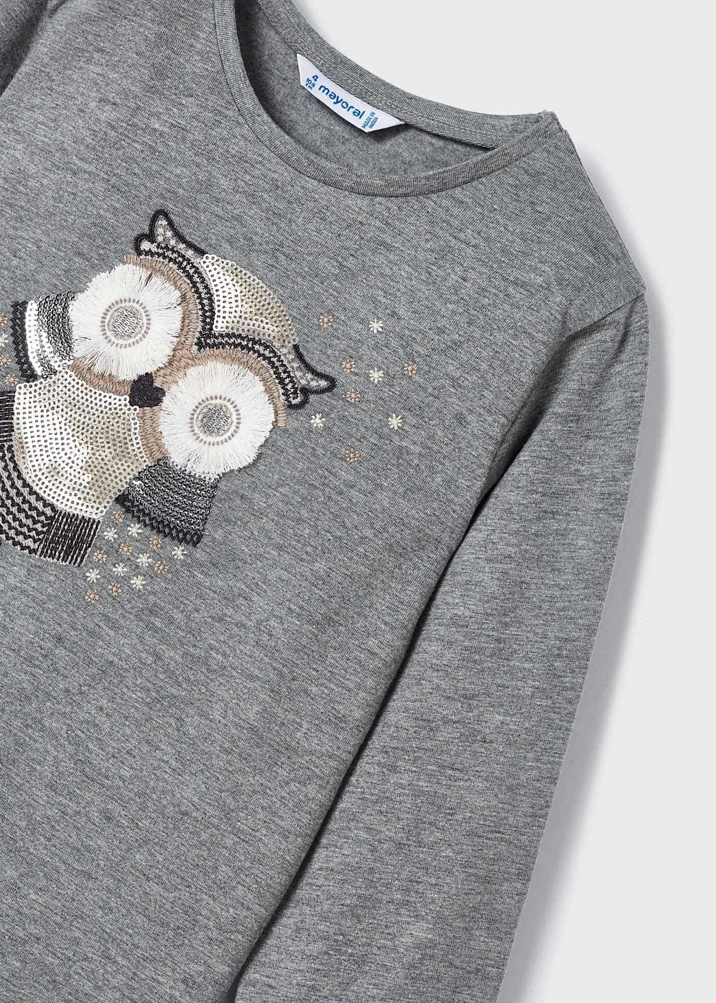 Camiseta de algodão bordada para meninas
