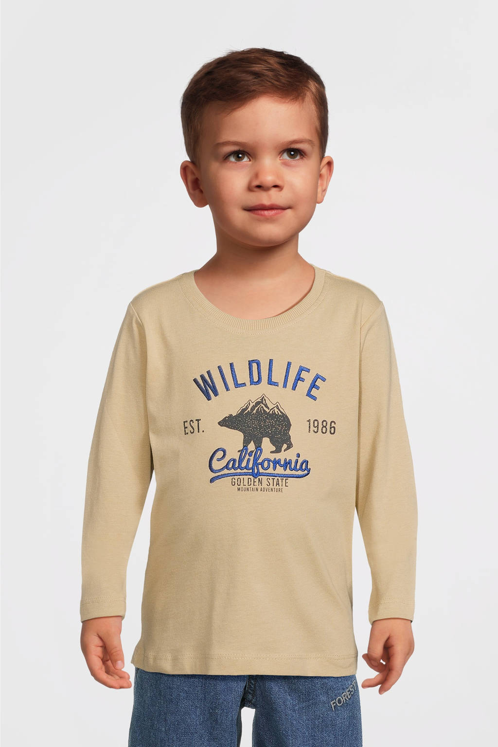 NAME IT longsleeve NMMORINDO met printopdruk lichtbruin