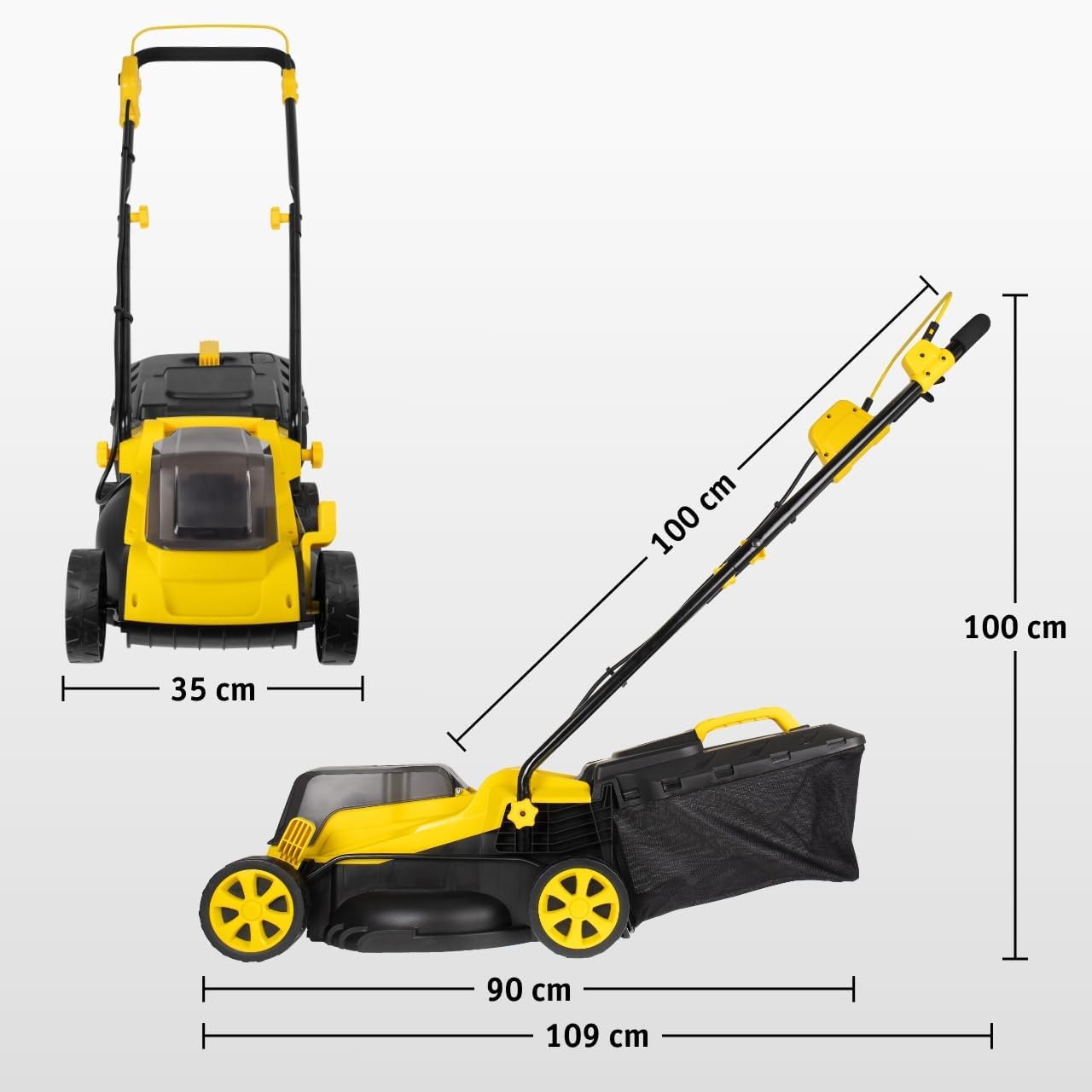 Akku-Rasenmäher 20V mit 2X Akkus & Ladegerät | 320mm Schnittbreite | Höhenverstellbar (25-65mm) | 30L Grasfangkorb | Ergonomischer Handgriff | Schnellladung in 60-90 Min | Leicht & Wendig