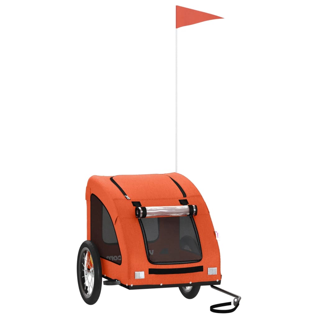 vidaXL Pet Bike Trailer Iron Oxford Cloth Orange