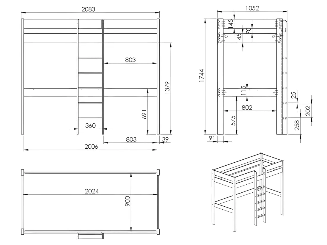 Lit Mezzanine & Bureau Enfant 