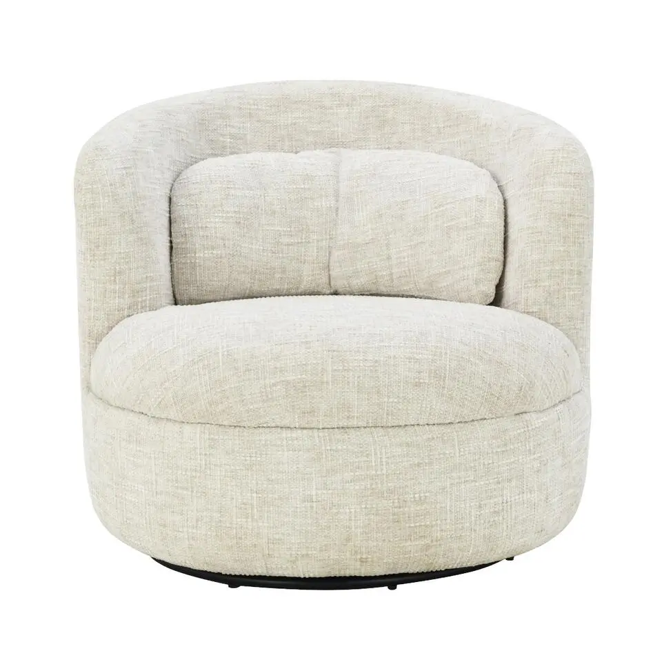 Fauteuil Crème Stof/Staal - Draaibaar - 85x84x76cm - Britt