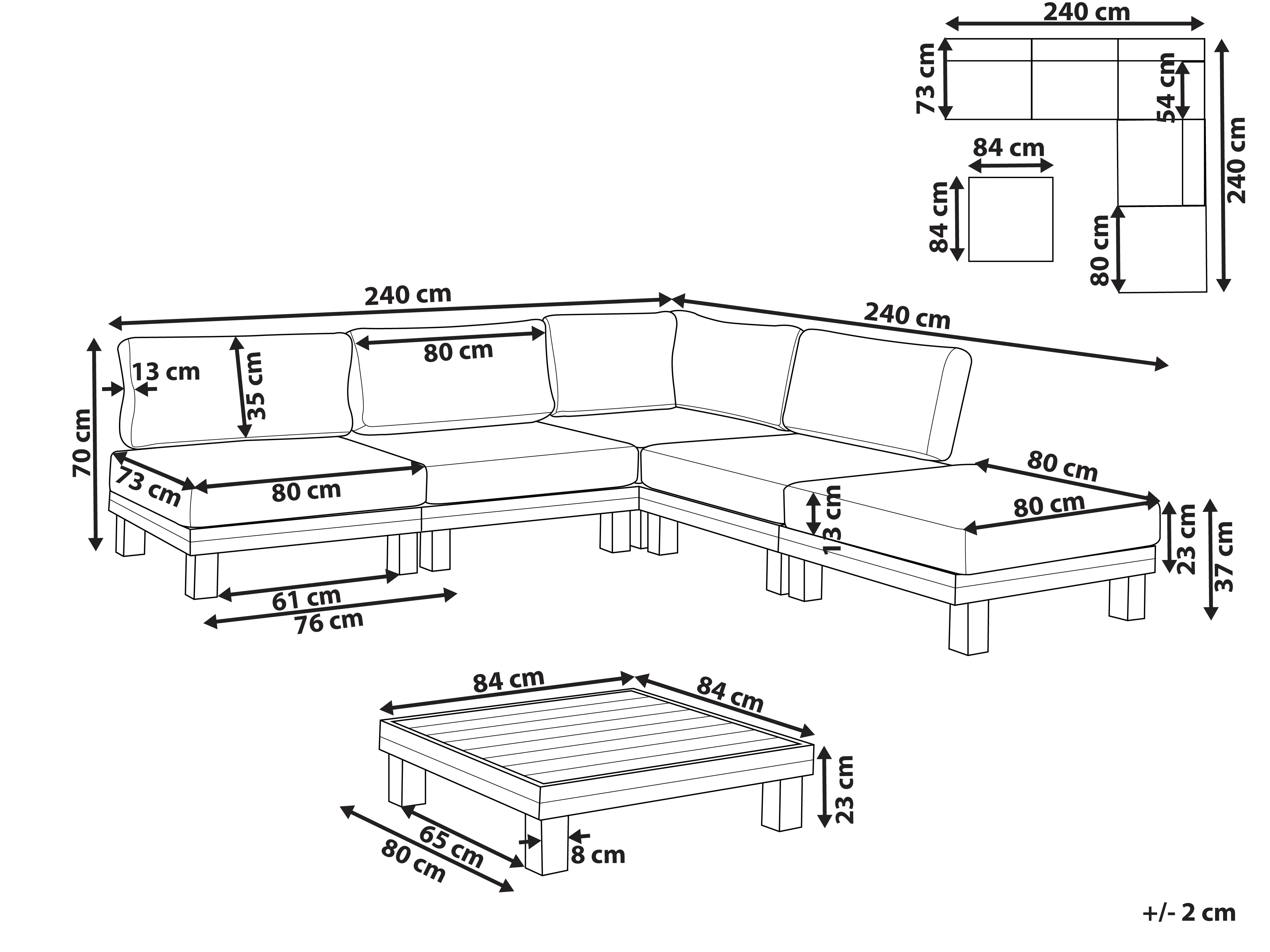Tuin hoekloungeset met tafel 5-zits SANZA linkszijdig modulair Metaal Wit