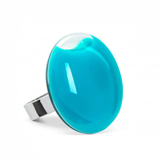 Bague en verre soufflé - Galet Medium Milk