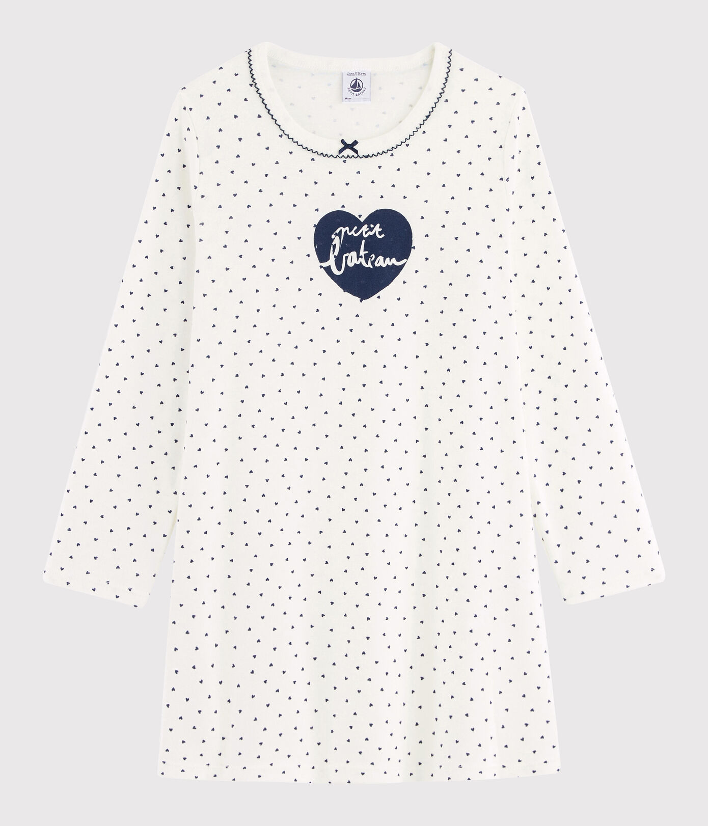 Chemise de nuit mini cœurs petite fille en côte