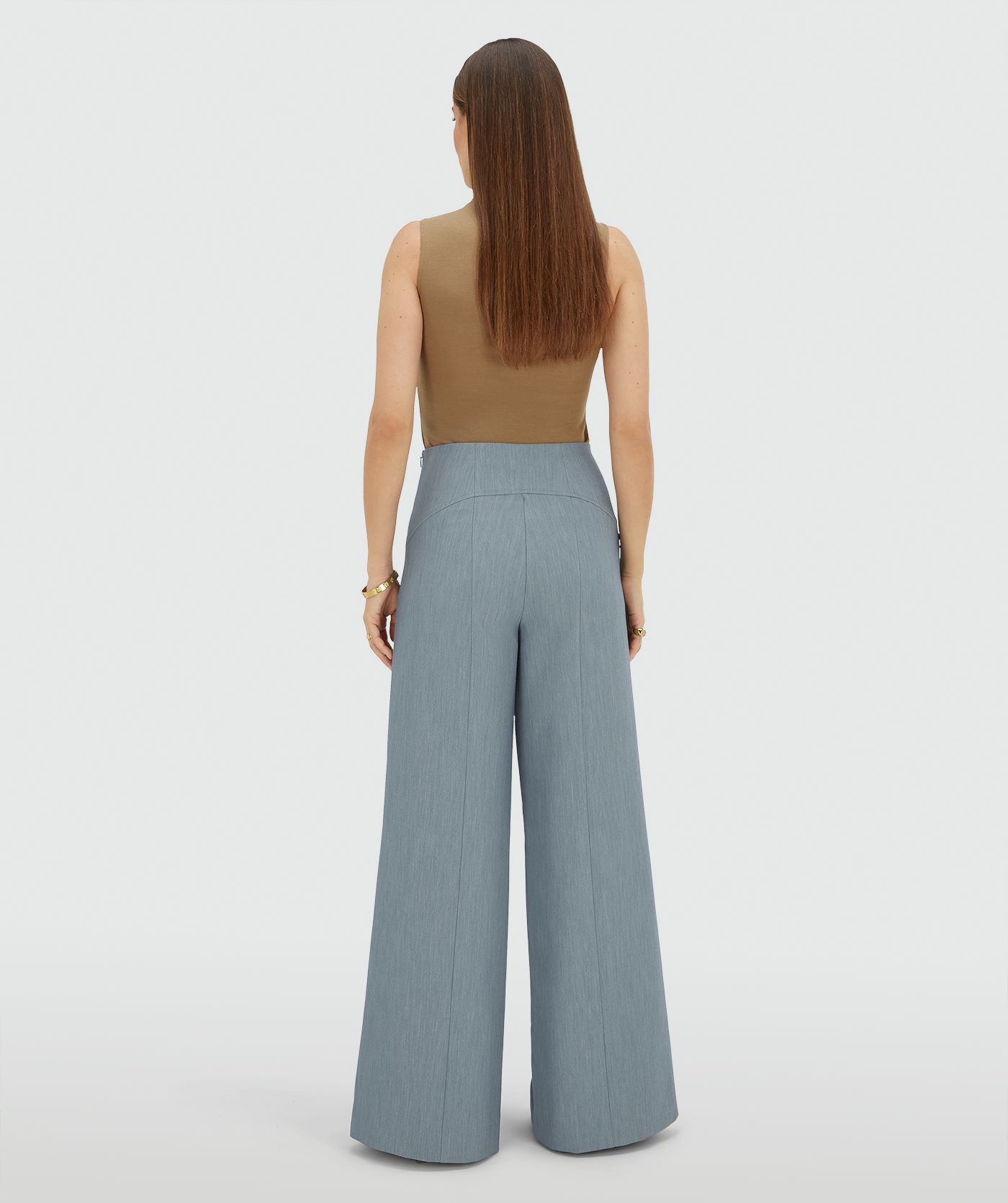 JV-MICHELLA high waisted wide leg pantalon - sky blue melange