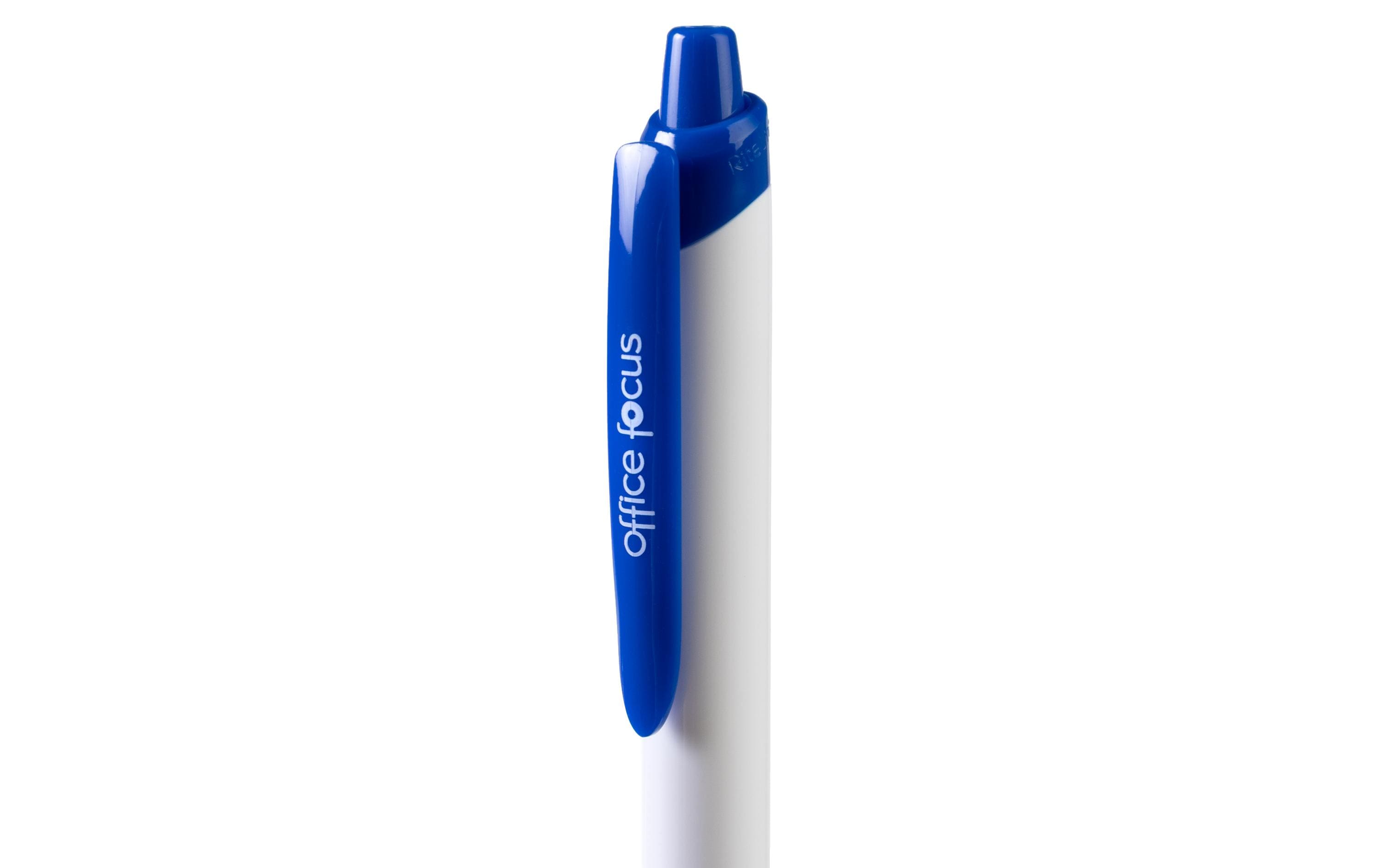 Kugelschreiber Office Focus 1 mm Mine, Blau, 12 StückDruckkugelschreiber mit Clip und weichem Griff