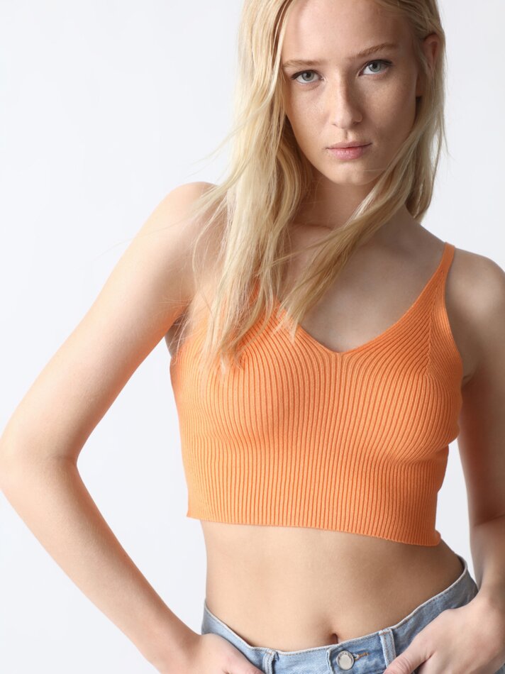 Top cropped de tricô - Laranja