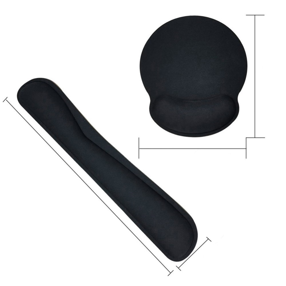 (2-tlg. Set) Ergonomische Mausmatte und Tastatur Handballenauflage für Arbeiten am Computer - Schwarz