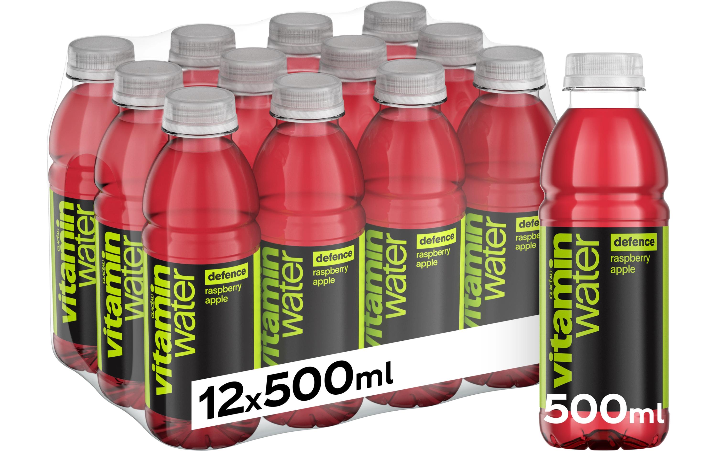 Glacéau Vitamin Water Defence Himbeere & Apfel 12 x 0.5 lKalorienarmes Erfrischungsgetränk ohne Kohlensäure