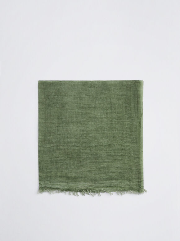 Pashmina lisa com franjas - Verde