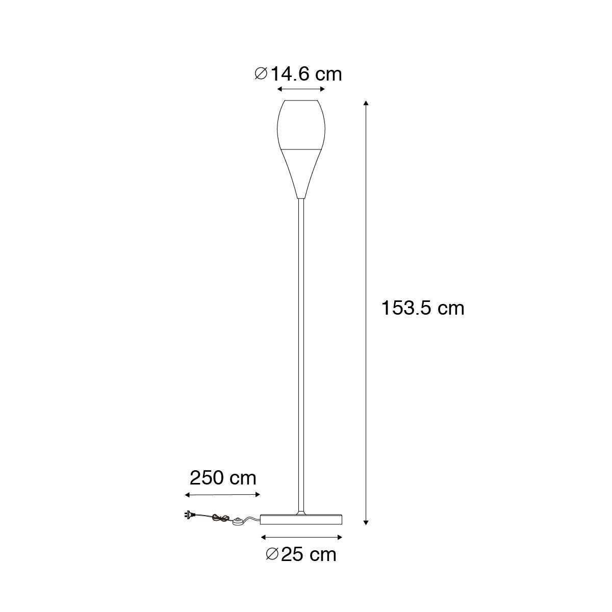 QAZQA - Moderne vloerlamp | Staande lamp | Lamp | Licht, zwart met rookglas - Druppel | Woonkamer | Slaapkamer - Langwerpig - LED-compatibel E27