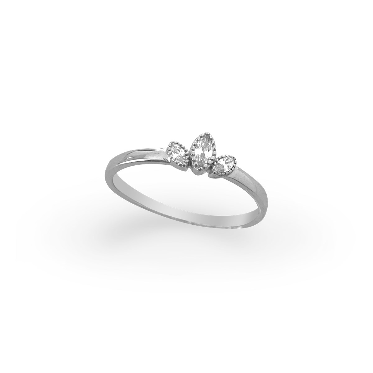 Bague en argent 925 rhodié avec oxydes de zirconium