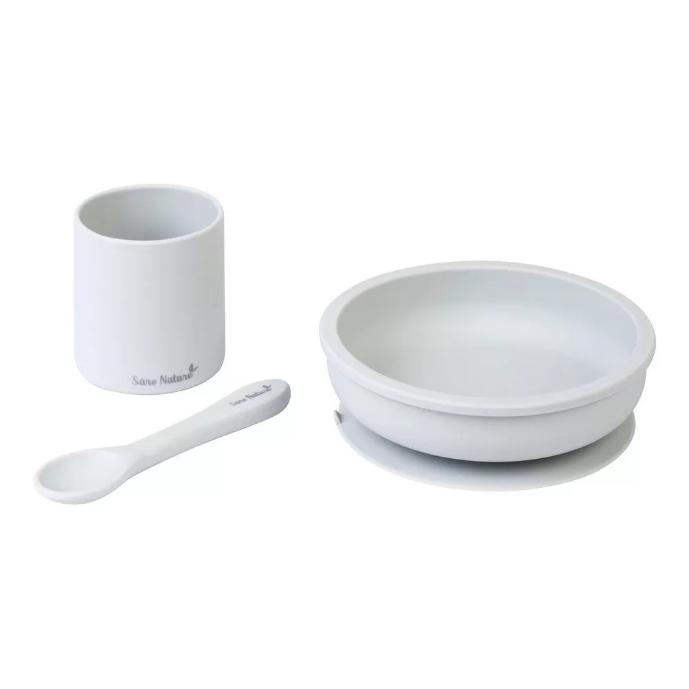 SARO BABY Silicone Spisesæt - Gray - 1 stk.