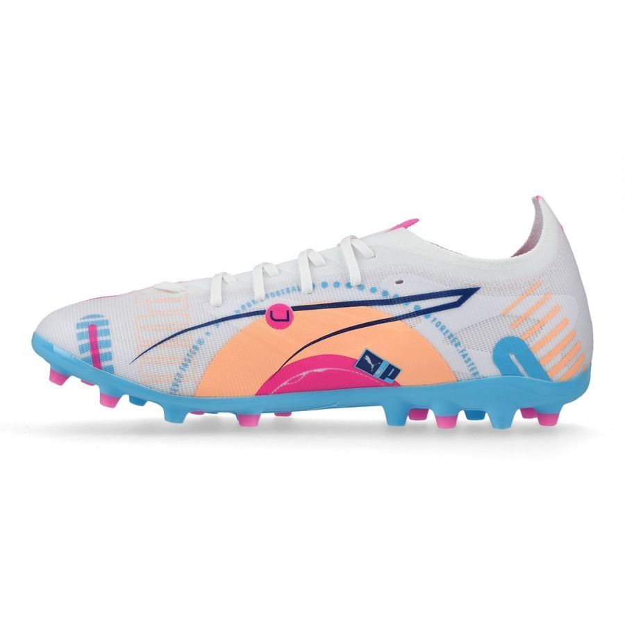 PUMA Ultra 5 Match MG Volume Up - Blanc/Bleu/Poison Pink/Fizzy Melon