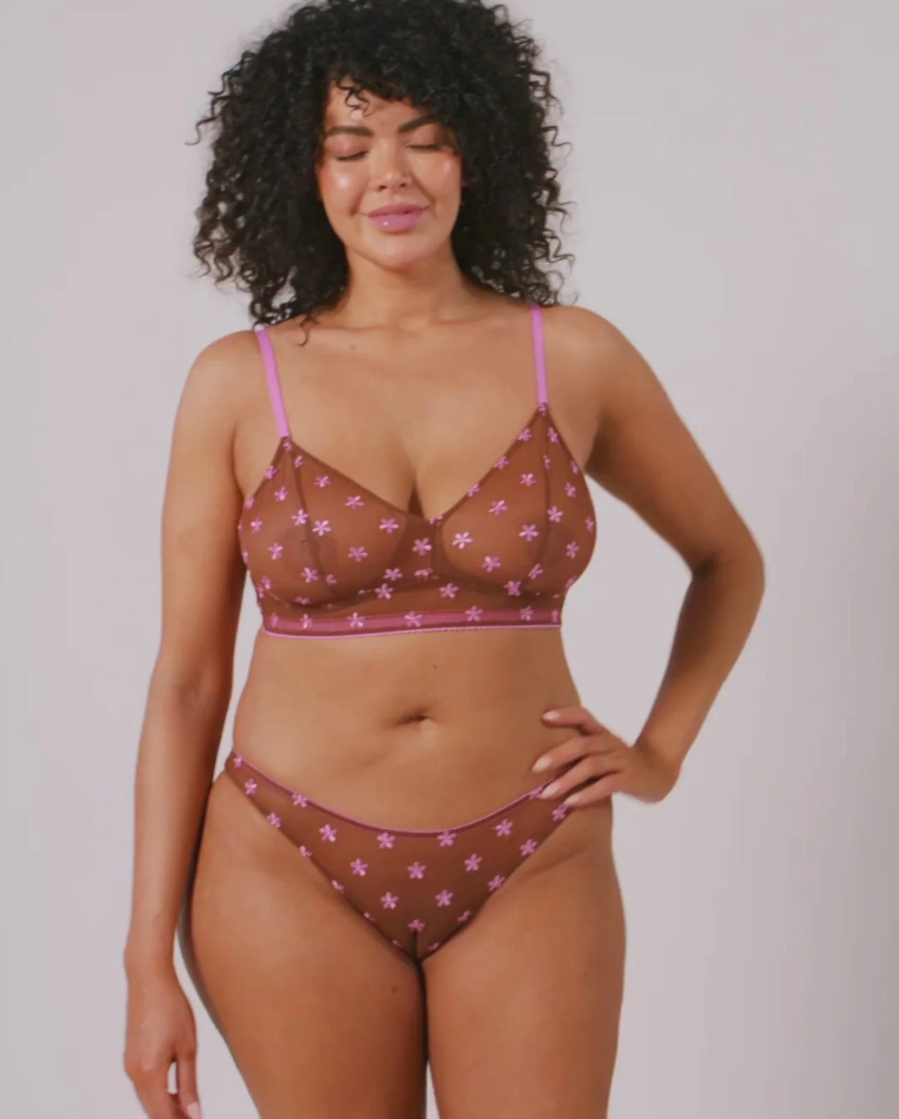 Understatement Underwear Mesh Triangle Bralette mocha candy pink