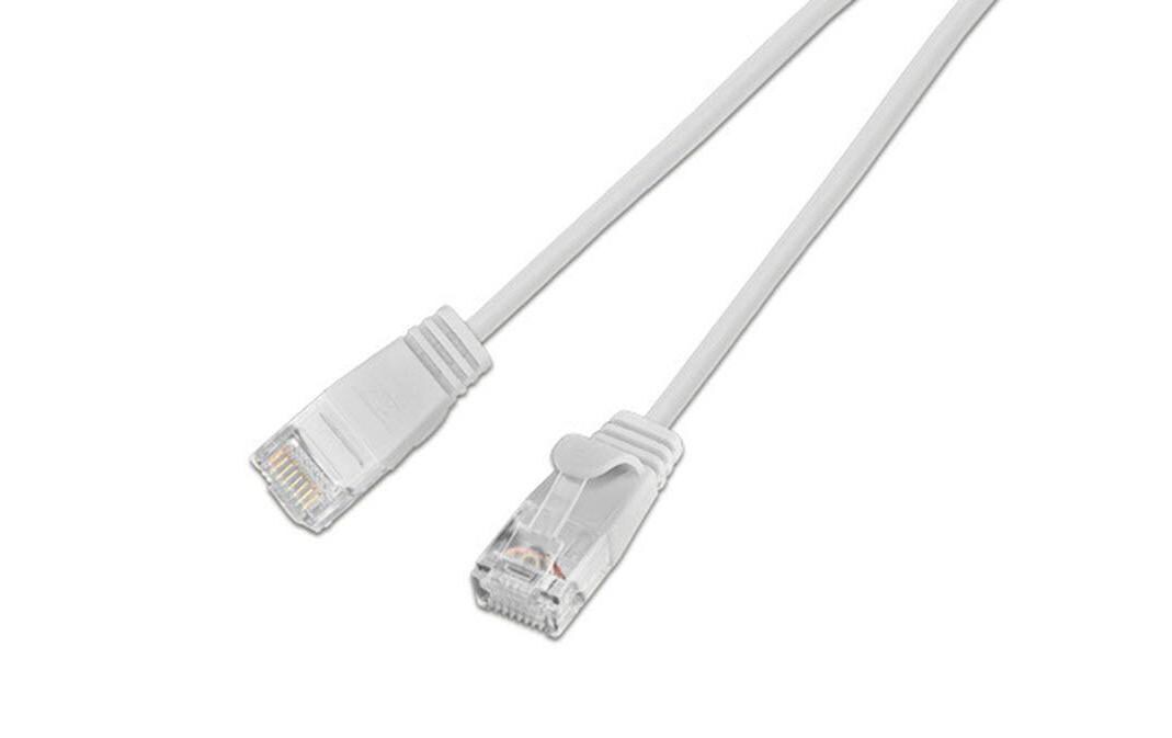 Slimpatchkabel RJ-45 - RJ-45, Cat 6, UTP, 5 m, WeissLightpatchkabel rund, ungeschirmtes Twisted-Pair-Kabel (U/UTP) mit Klinkenschutz