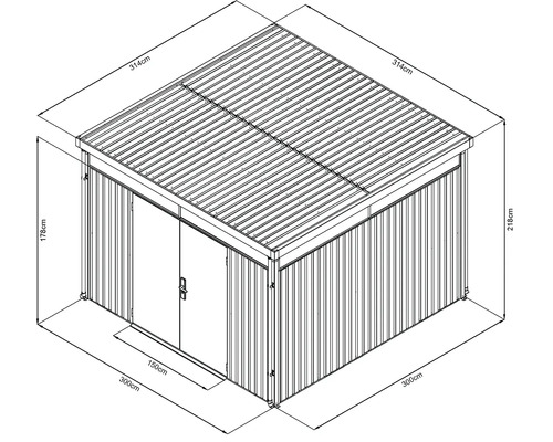 Tuinhuis met dakraam, 9 m², 314 x 314 cm, antraciet