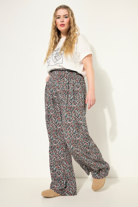 Hose, Wide Legs, High Waist, Millefleur-Print