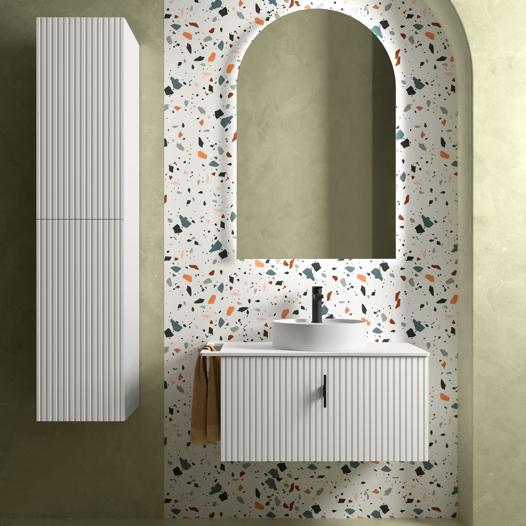Muebles Raya onderkast ribbelfront 80cm met 1 softclose lade en binnenlade wit mat
