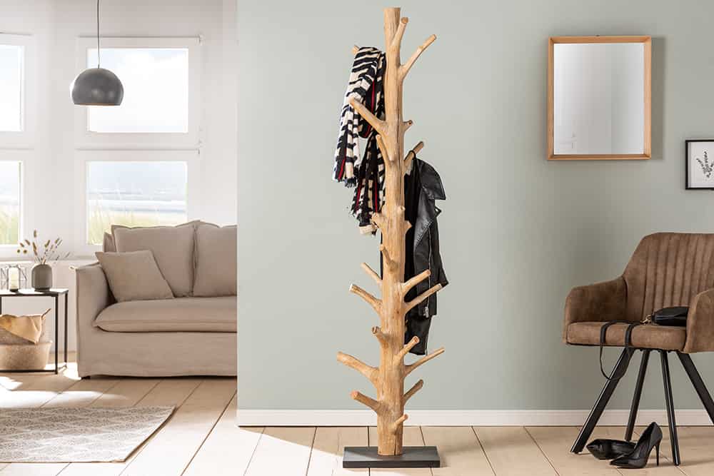 Massiver Garderobenständer TREE NATURE 170cm natur Holz Kleiderständer