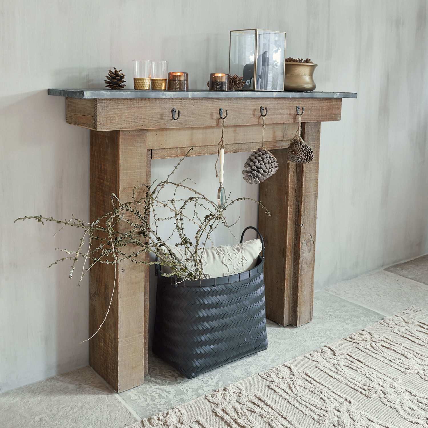 Kaminkonsole Lesterby braun/grau