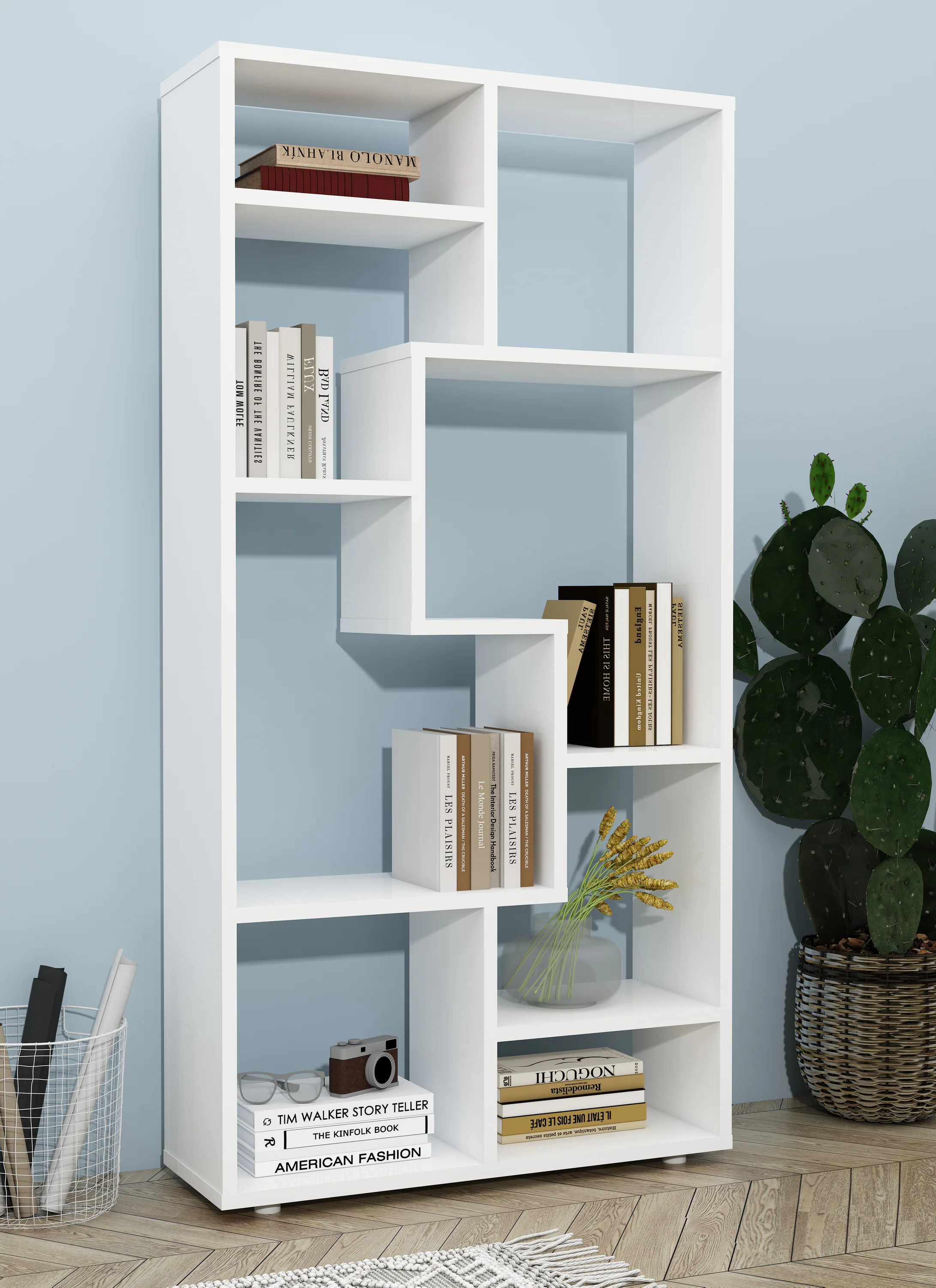 VCM Holz Standregal Bücherregal Medienregal Aufbewahrung Raumteiler Deko Regal Lanisa M