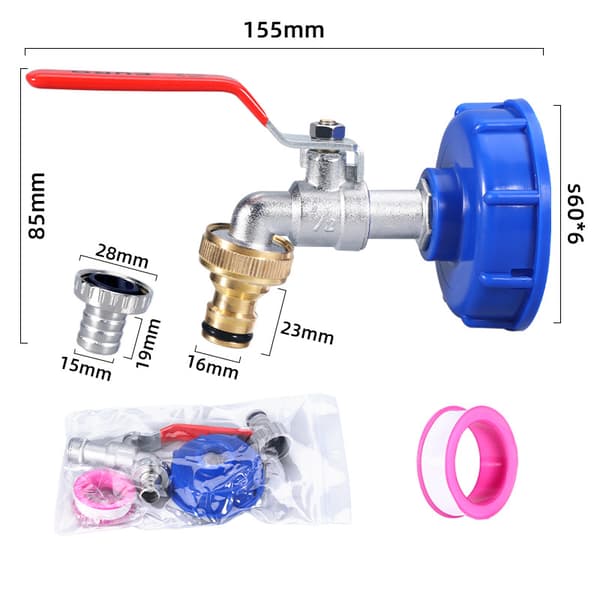 INF Kran med kranadapter for IBC tank 1/2 Inch Alloy Faucet