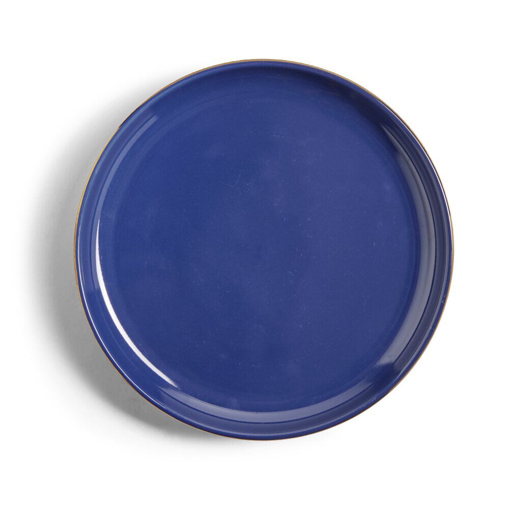 Assiette à dessert bleue bordure dorée Ø20cm