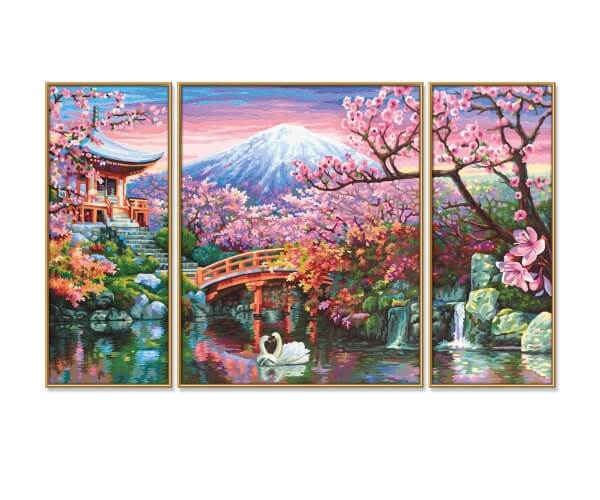 Malen nach Zahlen - Kirschblüte in Japan Triptychon