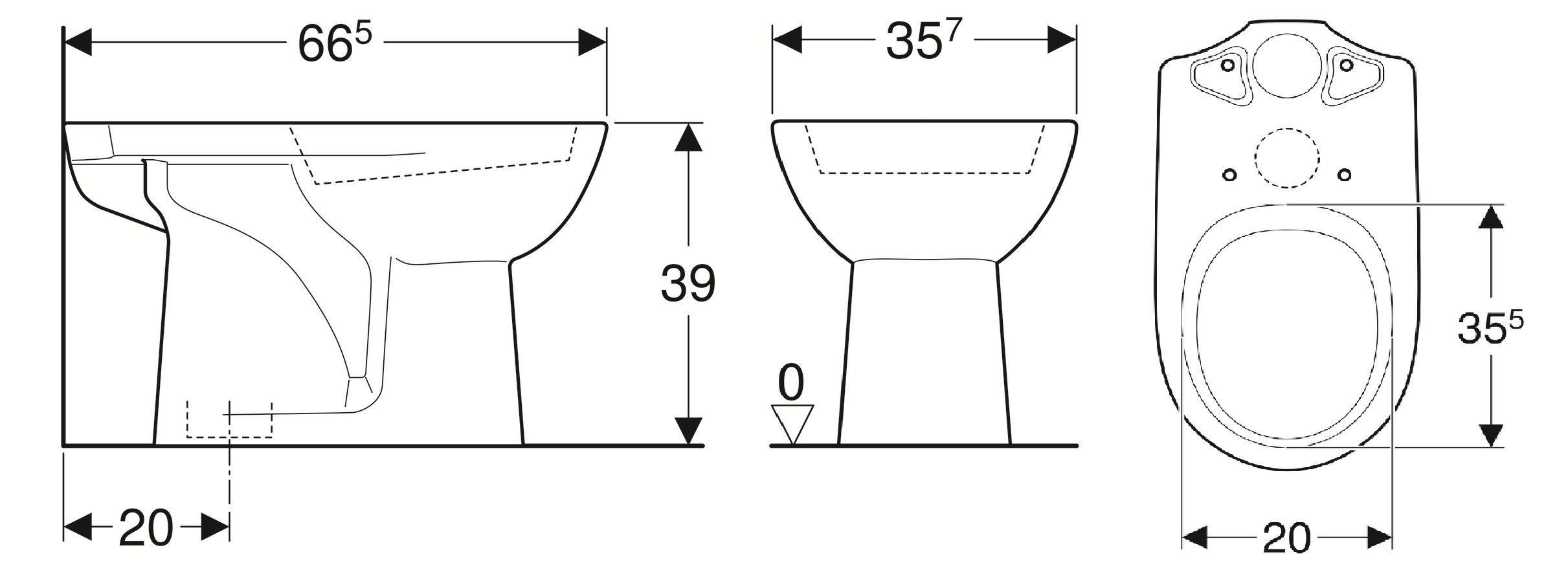 Geberit Renova staand duoblok toilet AO met KeraTect wit glans