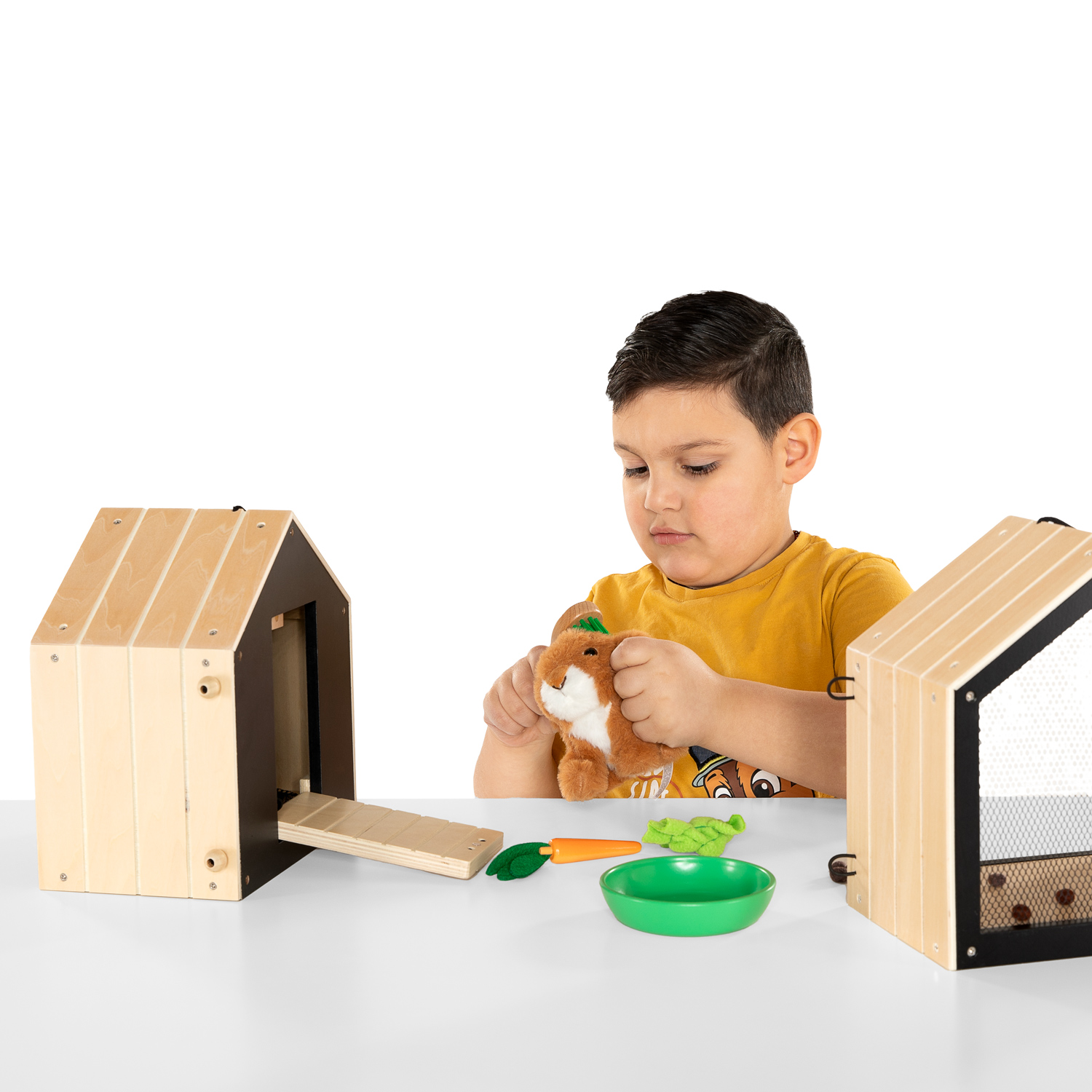 Small Foot - Houten Konijnenhok met Konijn Pluche, 15dlg.
