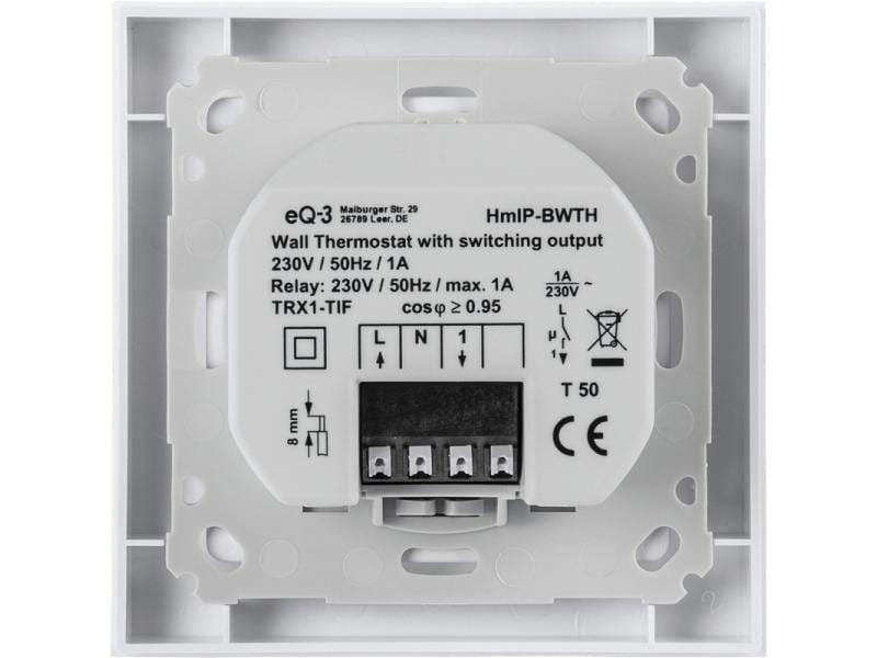 Homematic IP Smart Home Funk-Wandthermostat mit Schaltausga Wandthermostat mit Schaltausgang 230 V für Markenschalter – HmIP-BWTH