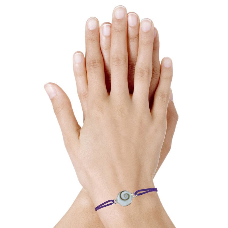 Bracelet Lien Elastique Oeil de Sainte Lucie Rond - Violet