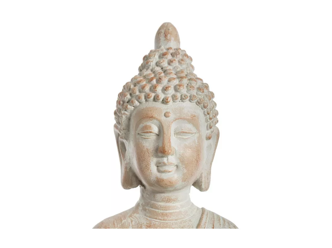 Objet décoratif Bouddha en résine effet blanchie H 43 cm