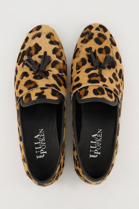 Loafer, Felloptik, Leomuster, Lederfutter, Weite H