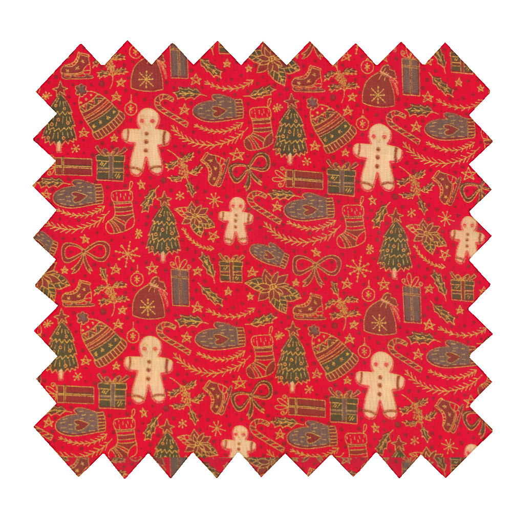 Tissu Coton Au Mètre Féérie Noel Rouge