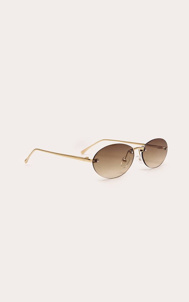 Rose Lunettes De Soleil Ovales Fines À Verres Apparents