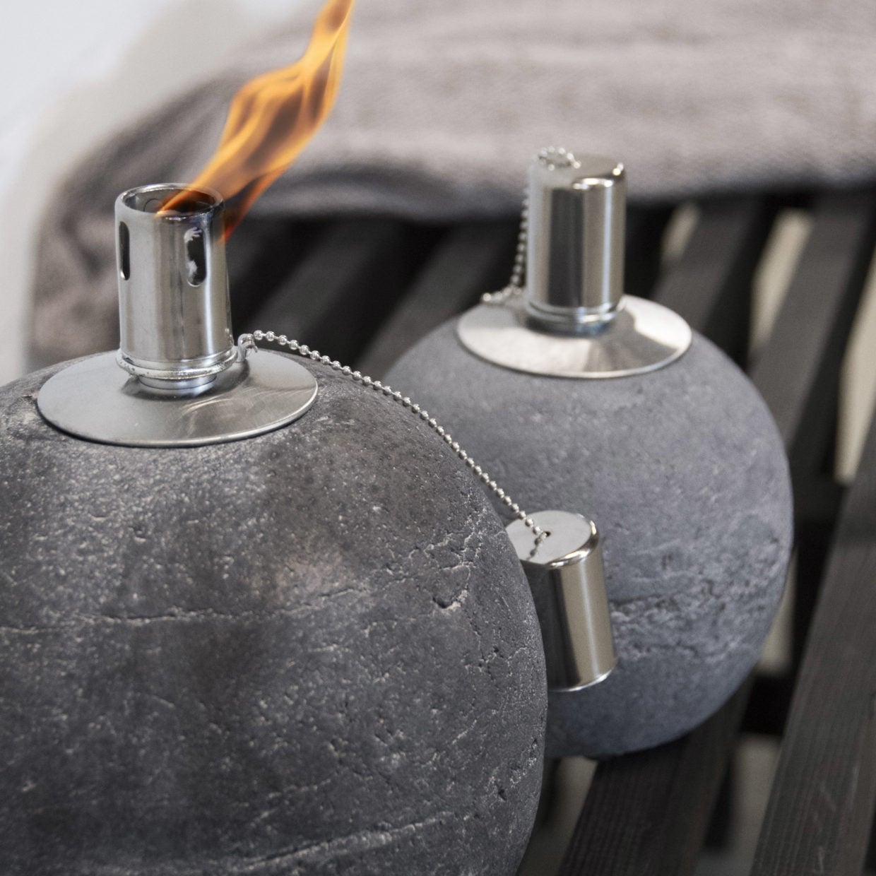Esschert Design olielamp Fancy Flames grijs 13,7 x 13,7 x 17 cm
