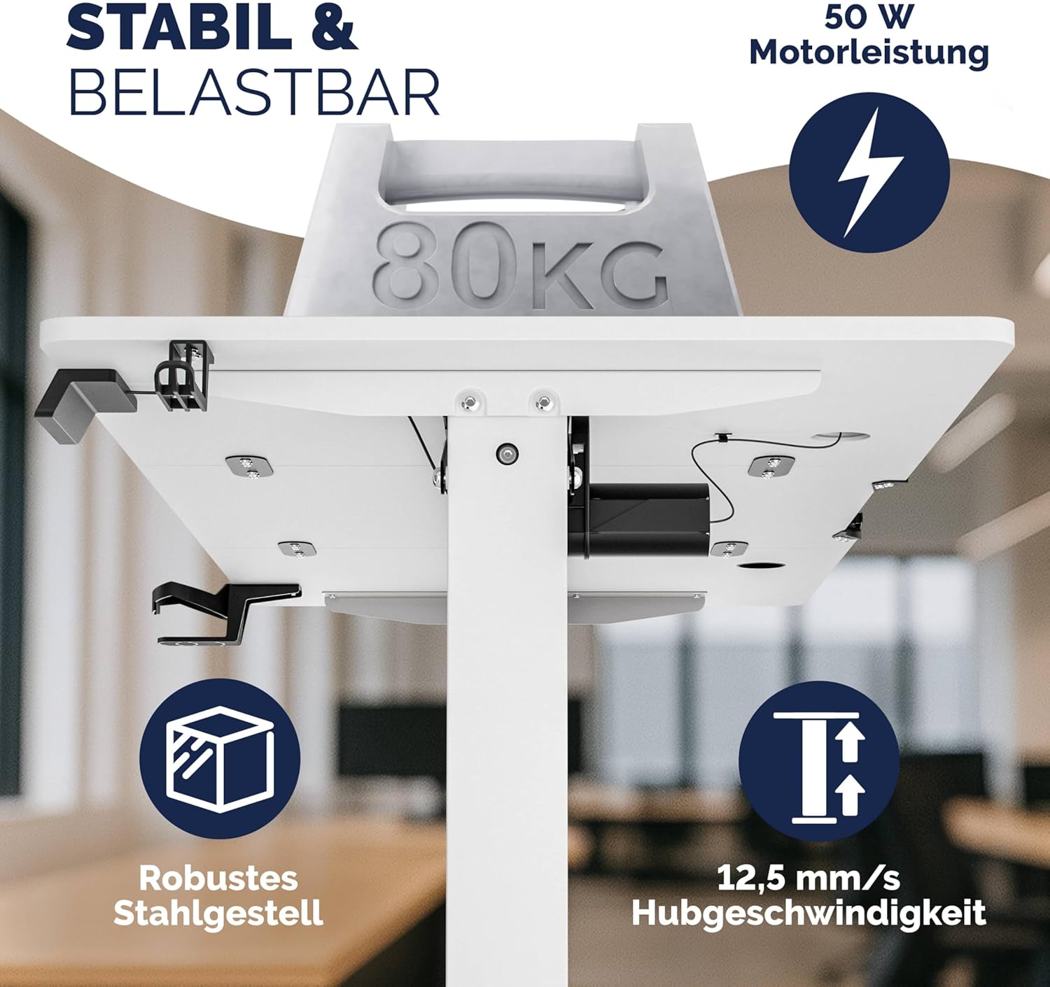 Casaria® Höhenverstellbarer Schreibtisch elektrisch 160 x 70 cm mit Wireless Charger & USB-C/A Anschluss LCD-Display Memory-Funktion 80 kg belastbar ergonomisch Weiß