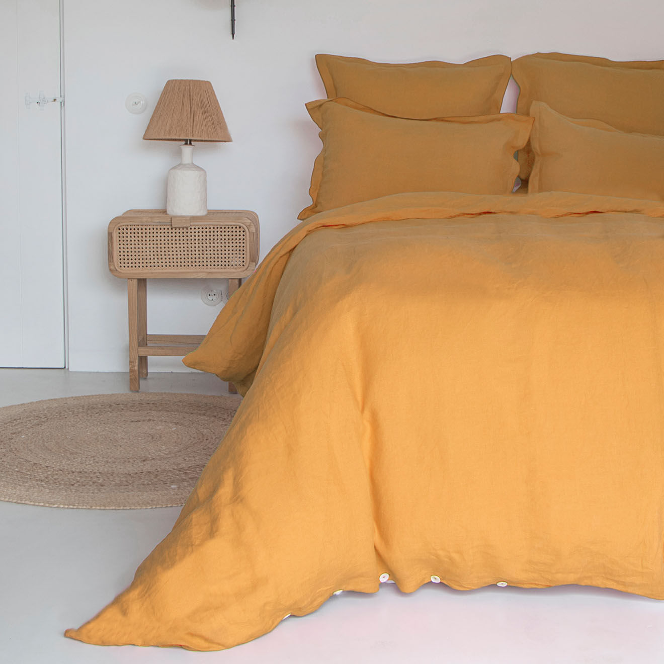 Febronie Home Drap housse 100% Lin Hortense safran