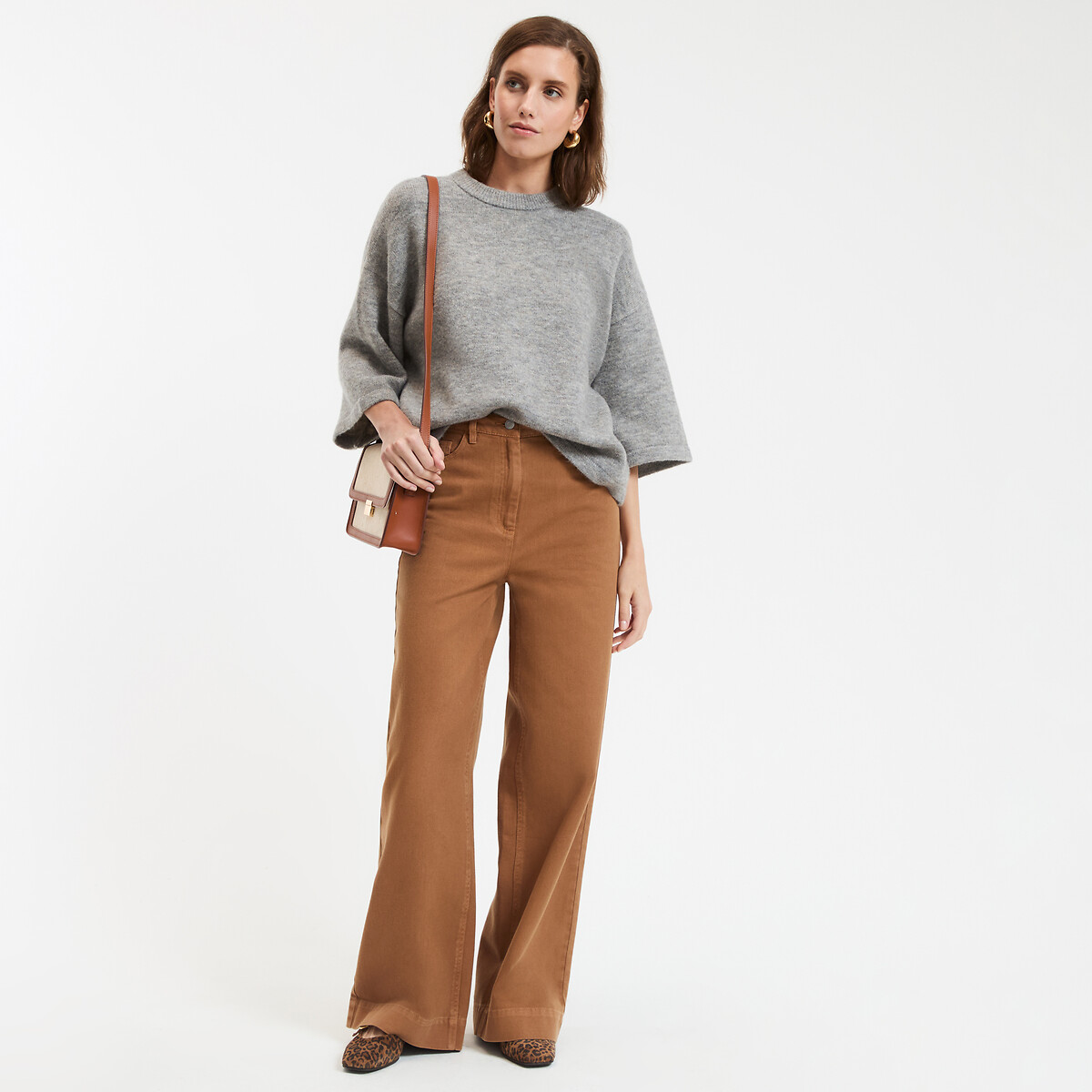 COLEÇÕES LA REDOUTE<br>Suéter folgado, gola redonda em tricô grosso