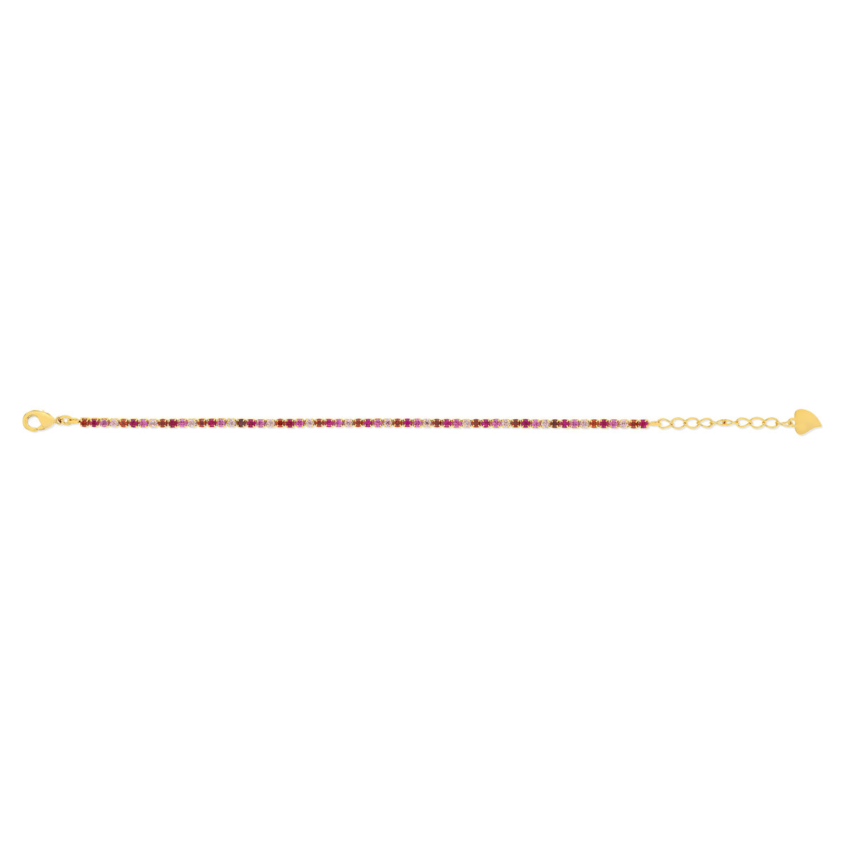 Bracelet plaqué or zirconias roses 18 cm