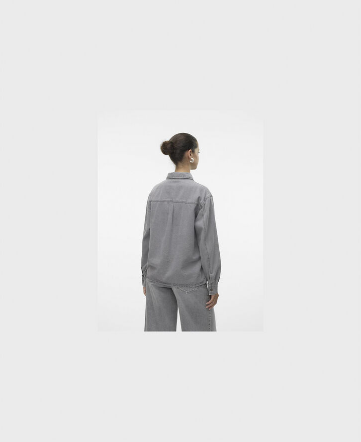 Vero Moda VMPAIGE LS BOW DNM SHIRT GU216 Light grey denim