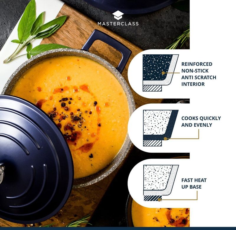 MasterClass Braadpan Blauw - ø 28 cm / 5 Liter - Standaard anti-aanbaklaag