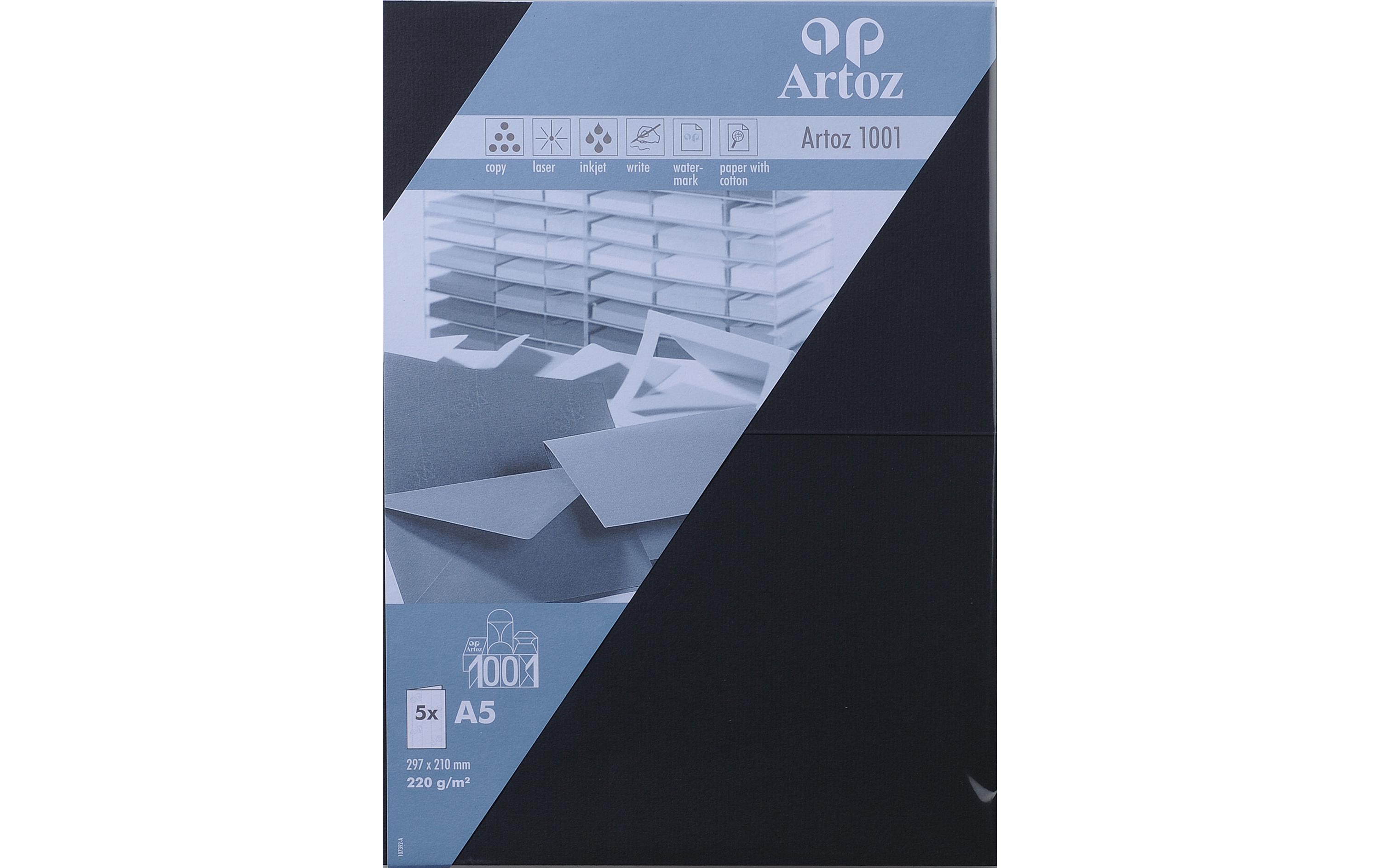 Blankokarte 1001, A5, 5 Blatt, SchwarzSchreibkarte im Format A5