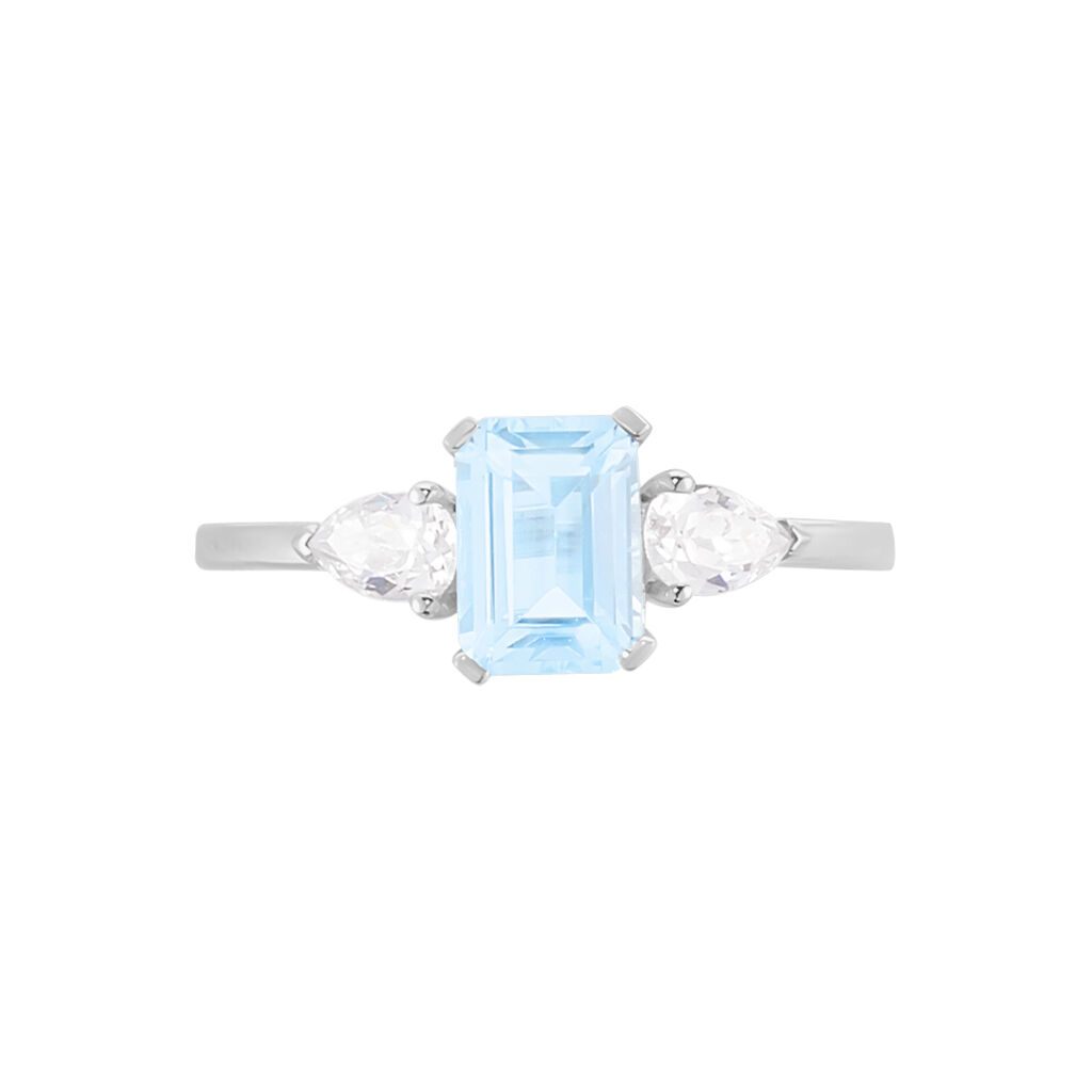 Bague Medyna Or Blanc Topaze Et Oxyde De Zirconium